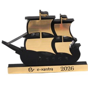 2026 Εταιρικό δώρο Γούρι Καράβι Ιστιοφόρο επιτραπέζιο διακοσμητικό με όνομα της εταιρείας σας χρυσό-μαύρο plexiglass  60x81mm/10 τμχ