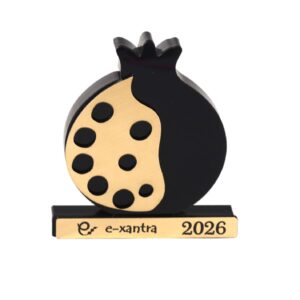 2026 Εταιρικό δώρο Γούρι Ρόδι επιτραπέζιο διακοσμητικό με όνομα της εταιρείας σας χρυσό-μαύρο plexiglass 62x54mm/10 τμχ