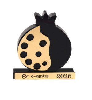 2026 Εταιρικό δώρο Γούρι Ρόδι επιτραπέζιο διακοσμητικό με όνομα της εταιρείας σας χρυσό-μαύρο plexiglass 62x54mm/10 τμχ