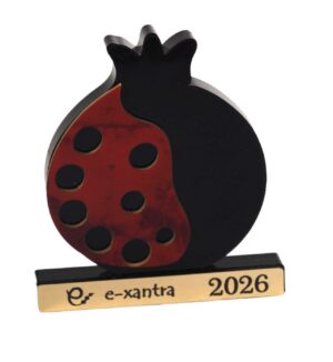 2026 Εταιρικό δώρο Γούρι Ρόδι επιτραπέζιο διακοσμητικό με όνομα της εταιρείας σας κόκκινο-χρυσό-μαύρο plexiglass 62x54mm/10 τμχ