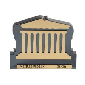 2026 Εταιρικό δώρο Γούρι Ακρόπολη επιτραπέζιο διακοσμητικό με όνομα της εταιρείας σας χρυσό-μαύρο plexiglass 57x71mm/10 τμχ
