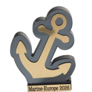 2026 Εταιρικό δώρο Γούρι Άγκυρα επιτραπέζιο διακοσμητικό με όνομα της εταιρείας σας χρυσό-μαύρο plexiglass 72x62mm/10 τμχ