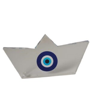 Βαρκούλα με ματάκι εκτυπωμένο σε διάφανο plexiglass επιτραπέζιο διακοσμητικό 100x50x8mm