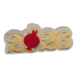 2026 με ρόδι κόκκινο μεταλλικό χρώμα σε διάφανο plexiglass 95x42x8mm