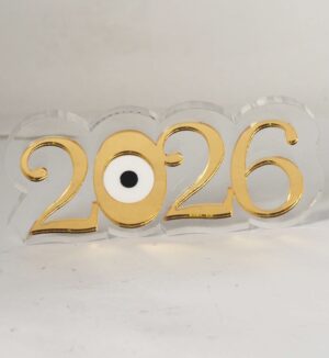 2026 με μάτι μεταλλικό χρώμα σε διάφανο plexiglass 95x42x8mm