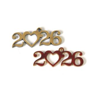 2026 Γούρι με καρδιά darvin plexiglass κρεμαστό 12x33mm /10 τμχ