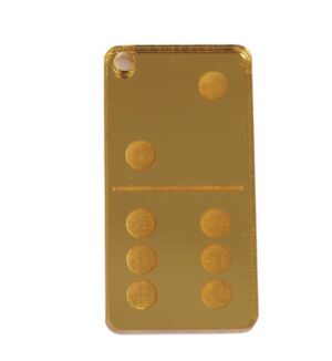 26 Γούρι Ντόμινο χρυσό μεταλλικό χρώμα plexiglass κρεμαστό 45x24mm
