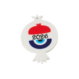 2026 Ρόδι μισό ρόδι & μάτι τυπωμένα σε λευκό plexiglass κρεμαστό 46.5x33mm