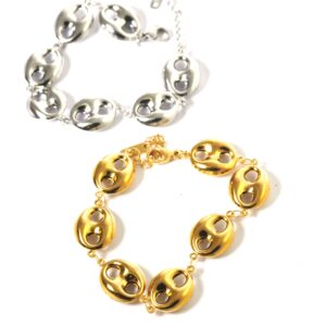 Βραχιόλι αλυσίδα ατσάλι Nautical Chain πλακέ με κούμπωμα 15mm μήκος 18cm και επέκταση 40mm