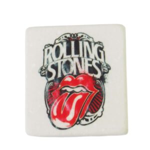 Rolling Stones μαγνητάκι μάρμαρο Θάσου λευκό τετράγωνο 5x5x0.7cm