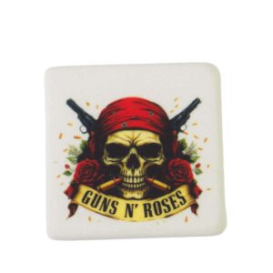 Guns N' Roses μαγνητάκι μάρμαρο Θάσου λευκό τετράγωνο 5x5x0.7cm
