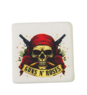 Guns N' Roses μαγνητάκι μάρμαρο Θάσου λευκό τετράγωνο 5x5x0.7cm
