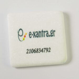 Μαγνήτης με το δικό σας λογότυπο ή φωτογραφία μάρμαρο Θάσου λευκό τετράγωνο 5x5x0.7cm
