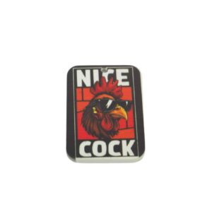Κόκκορας "Nice Cock" σε λευκό παραλληλόγραμμο plexiglass 50x33mm