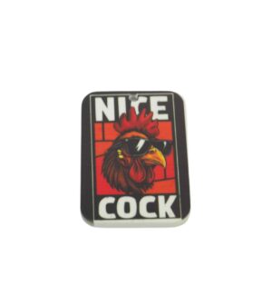 Κόκκορας "Nice Cock" σε λευκό παραλληλόγραμμο plexiglass 50x33mm