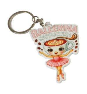 Μπρελόκ Ballerina Cappuccina φιγούρα plexiglass 70x51mm με κρίκο & αλυσίδα 25mm