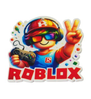 Αγόρι Roblox πολύχρωμο με ακουστικά και χειριστήριο κρεμαστό plexiglass 62x62mm