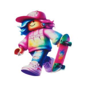 Κορίτσι Roblox πολύχρωμο με skate φιγούρα κρεμαστό plexiglass 70x53mm