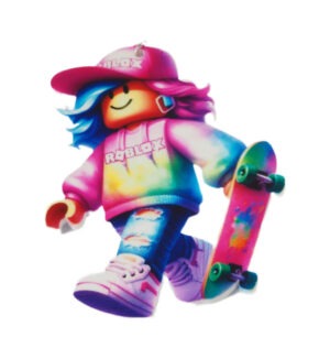Κορίτσι Roblox πολύχρωμο με skate φιγούρα κρεμαστό plexiglass 70x53mm