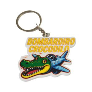 Bombardino Crocodilo φιγούρα plexiglass 60x58mm με κρίκο & αλυσίδα 25mm