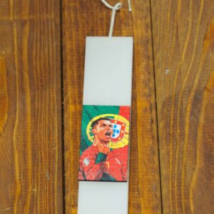 Λαμπάδα με Christiano Ronaldo Πορτογαλία κερί λευκή φαρδιά παραλληλόγραμμη 30×4.6×1.3cm