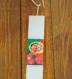 Λαμπάδα με Christiano Ronaldo Πορτογαλία κερί λευκή φαρδιά παραλληλόγραμμη 30×4.6×1.3cm