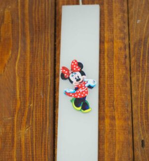 Λαμπάδα με Minnie φιγούρα κερί λευκή φαρδιά παραλληλόγραμμη 30×4.6×1.3cm
