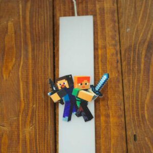 Λαμπάδα με Minecraft φιγούρα κερί λευκή φαρδιά παραλληλόγραμμη 30×4.6×1.3cm