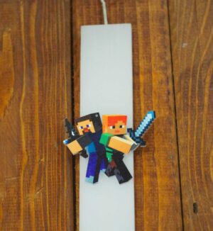 Λαμπάδα με Minecraft φιγούρα κερί λευκή φαρδιά παραλληλόγραμμη 30×4.6×1.3cm