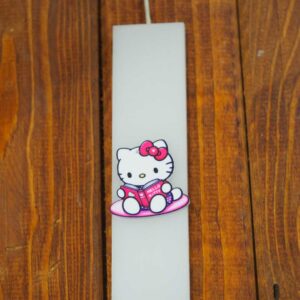 Λαμπάδα με Hello Kitty φιγούρα κερί λευκή φαρδιά παραλληλόγραμμη 30×4.6×1.3cm