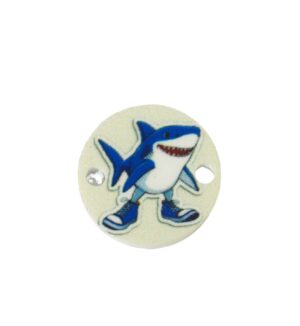Στρογγυλός με Tralalero Tralala Καρχαρίας Italian Brainrot σε λευκό plexiglass σύνδεσμος 18mm
