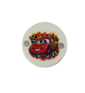 Στρογγυλός με  Cars McQueen σε λευκό plexiglass σύνδεσμος 18mm