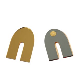 Σκουλαρίκια Ancient Greek Reverse U καρφωτά χρυσό mirror plexiglass με καρφί μεταλλικό ατσάλι 60x40mm