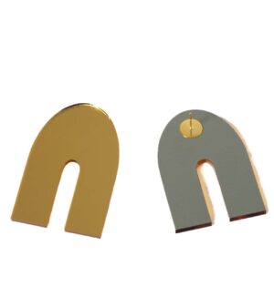 Σκουλαρίκια Ancient Greek Reverse U καρφωτά χρυσό mirror plexiglass με καρφί μεταλλικό ατσάλι 60x40mm