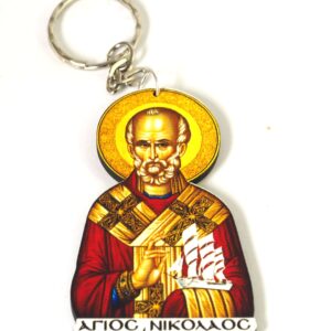 Μπρελόκ με τον Άγιο Νικόλαο & ασημί μεταλλικό κρίκο 25mm τυπωμένο σε plexiglass κρεμαστό 70x42mm