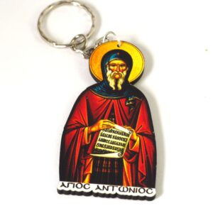 Μπρελόκ Άγιο Αντώνιο με ασημί μεταλλικό κρίκο 25mm τυπωμένο σε plexiglass κρεμαστό 70x37mm