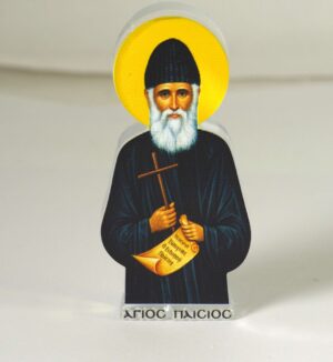 Άγιος Παΐσιος εκτυπωμένο σε διάφανο plexiglass μικρό επιτραπέζιο διακοσμητικό 70x34x8mm