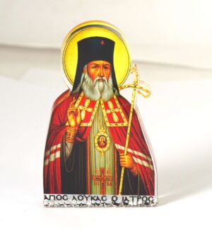 Άγιος Λουκάς εκτυπωμένο σε διάφανο plexiglass μικρό επιτραπέζιο διακοσμητικό 70x45x8mm