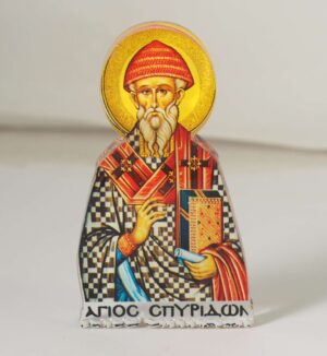 Άγιος Σπυρίδων εκτυπωμένο σε διάφανο plexiglass μικρό επιτραπέζιο διακοσμητικό 70x42x8mm