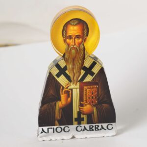 Άγιος Σάββας εκτυπωμένο σε διάφανο plexiglass μικρό επιτραπέζιο διακοσμητικό 68x44x8mm