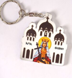 Μπρελόκ Αγία Ελένη σε εκκλησάκι ασημί μεταλλικό mirror plexiglass κρεμαστό 49x47mm & κρίκο 25mm