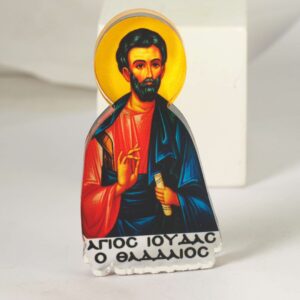 Άγιος Ιούδας Θαδδαίος εκτυπωμένο σε διάφανο plexiglass μικρό επιτραπέζιο διακοσμητικό 70x38x8mm
