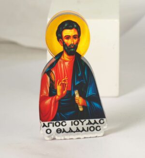 Άγιος Ιούδας Θαδδαίος εκτυπωμένο σε διάφανο plexiglass μικρό επιτραπέζιο διακοσμητικό 70x38x8mm