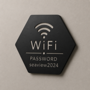 Πινακίδα με Wifi Password της επιλογής σας εξάγωνο μαύρο ανοδιωμένο αλουμίνιο 150x173mm